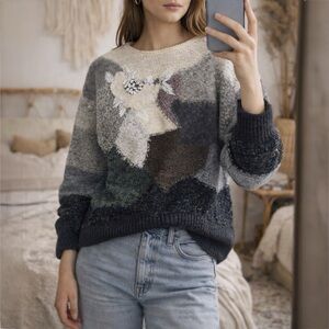 Mariea Kim Vintage 80s Mixed Media Art-to-Wear Sweater